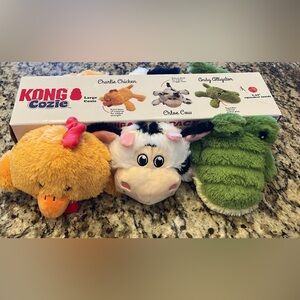 KONG Cozie dog toy set- Charlie Chicken, Chloe Cow, Andy Alligator